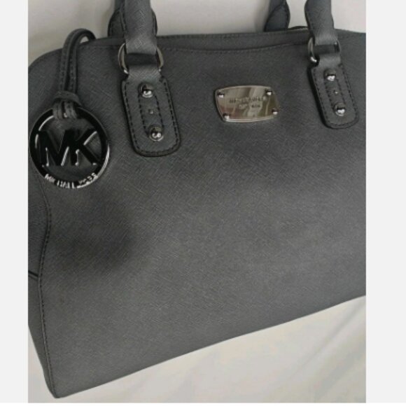 Pre-Owned MICHAEL Michael Kors Gray Saffiano Leather Dome Satchel - Picture 2 of 15